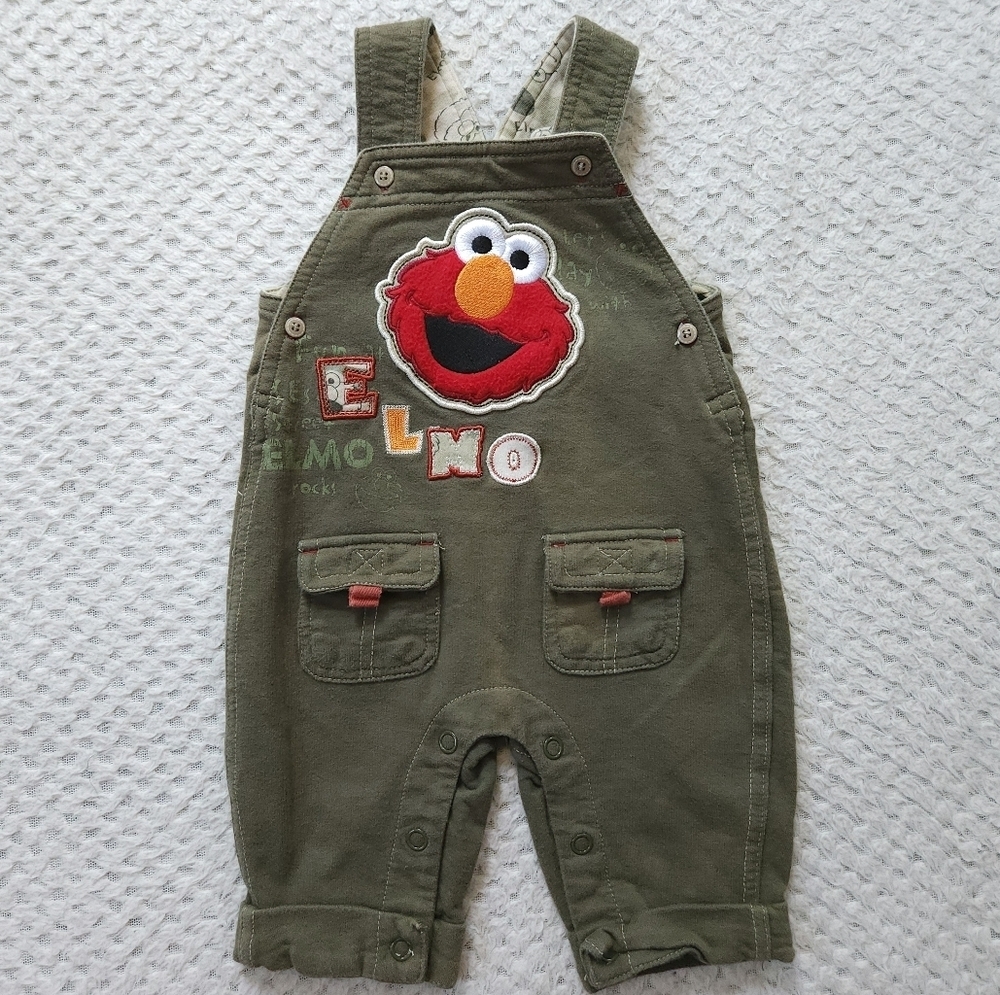 Y2K Sesame Street Elmo Cloth Overalls Sz 0-3 Months